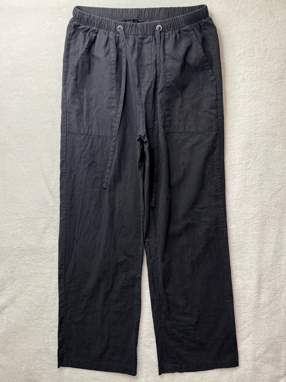 Black Drawstring Casual Pants, Trousers size Medium